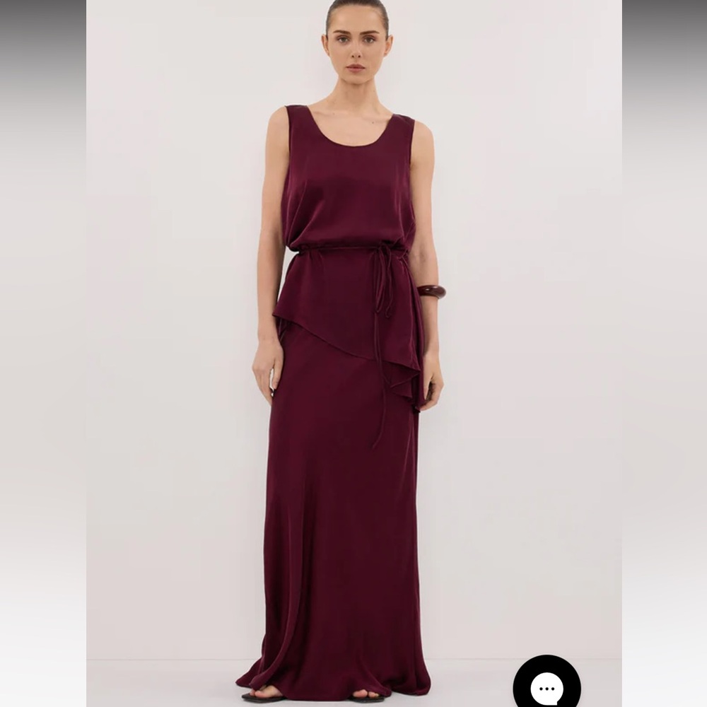 Dissh Colette Merlot silk midi skirt